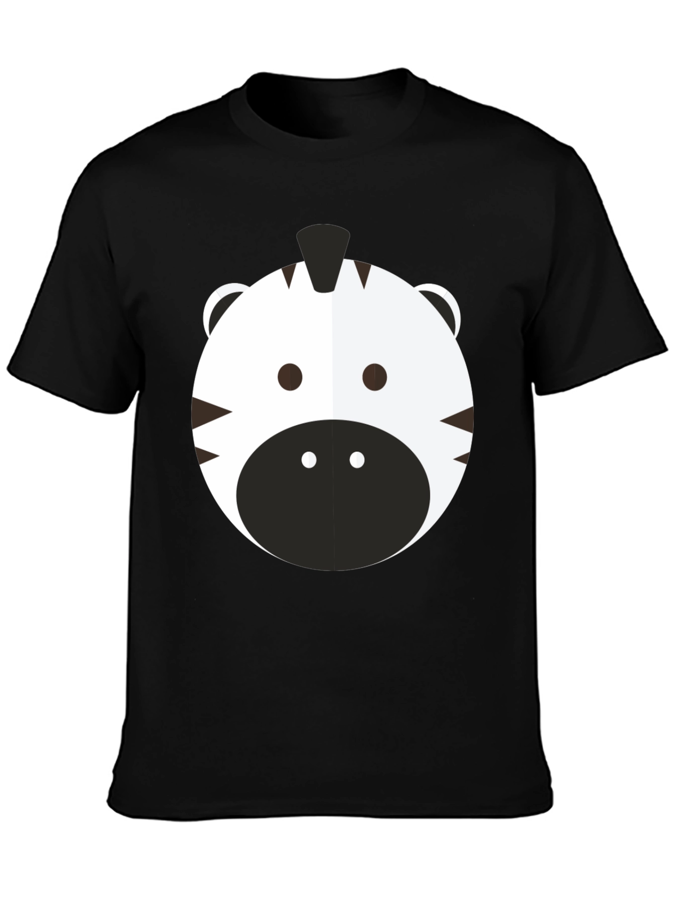 Cute Zebra Graphic Tee - Black Cotton T-Shirt