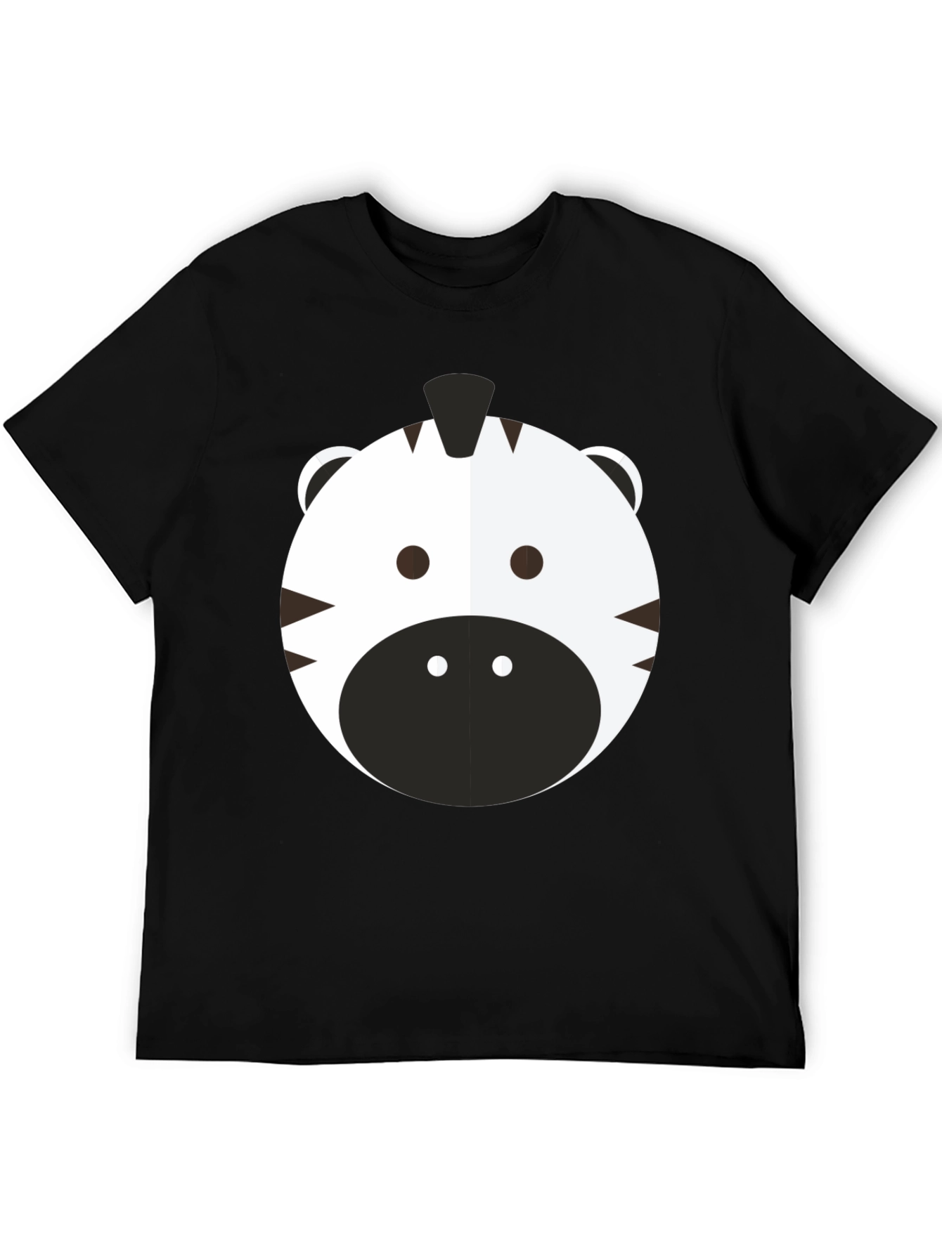 Cute Zebra Graphic Tee - Black Cotton T-Shirt