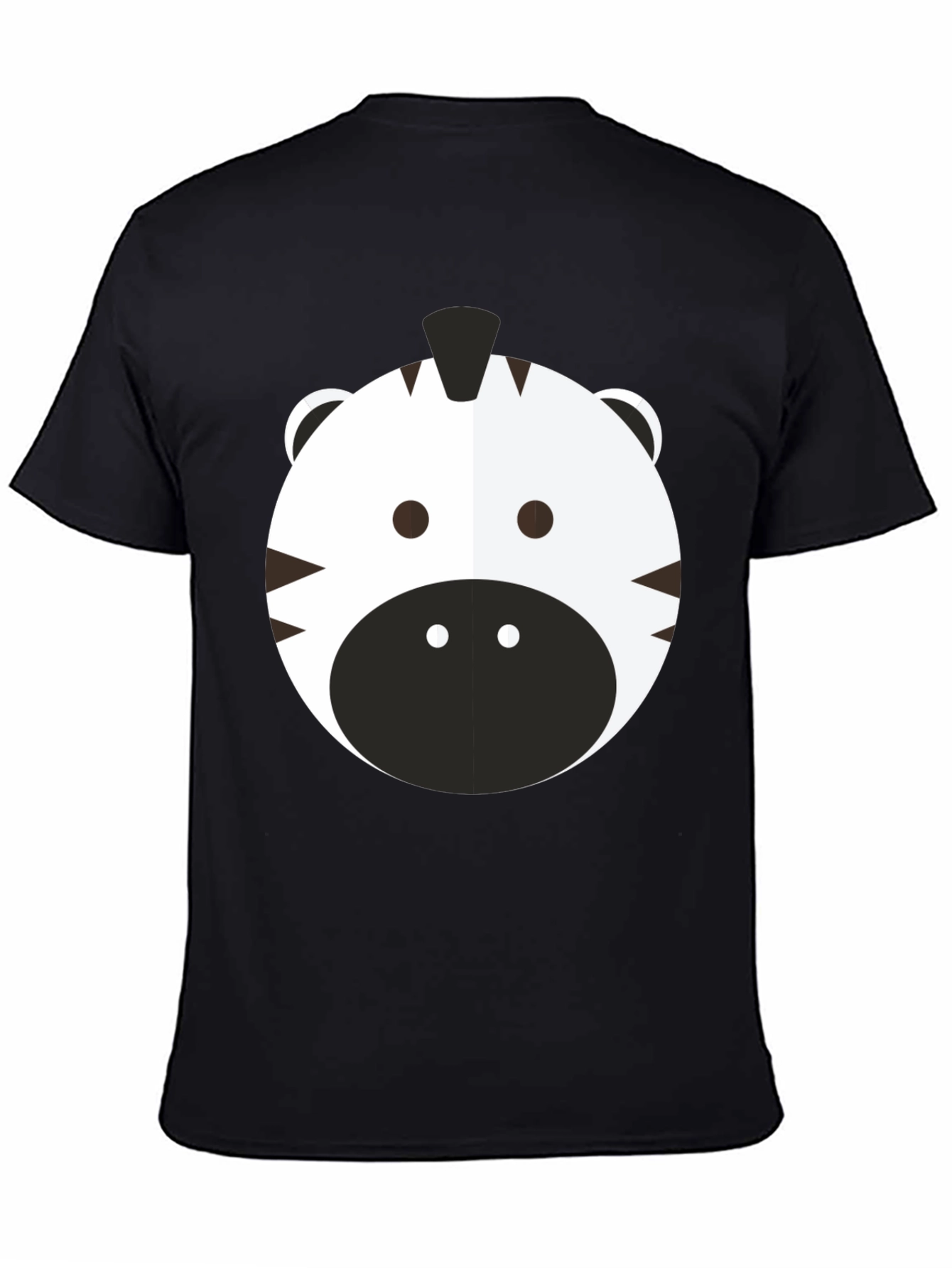 Cute Zebra Graphic Tee - Black Cotton T-Shirt