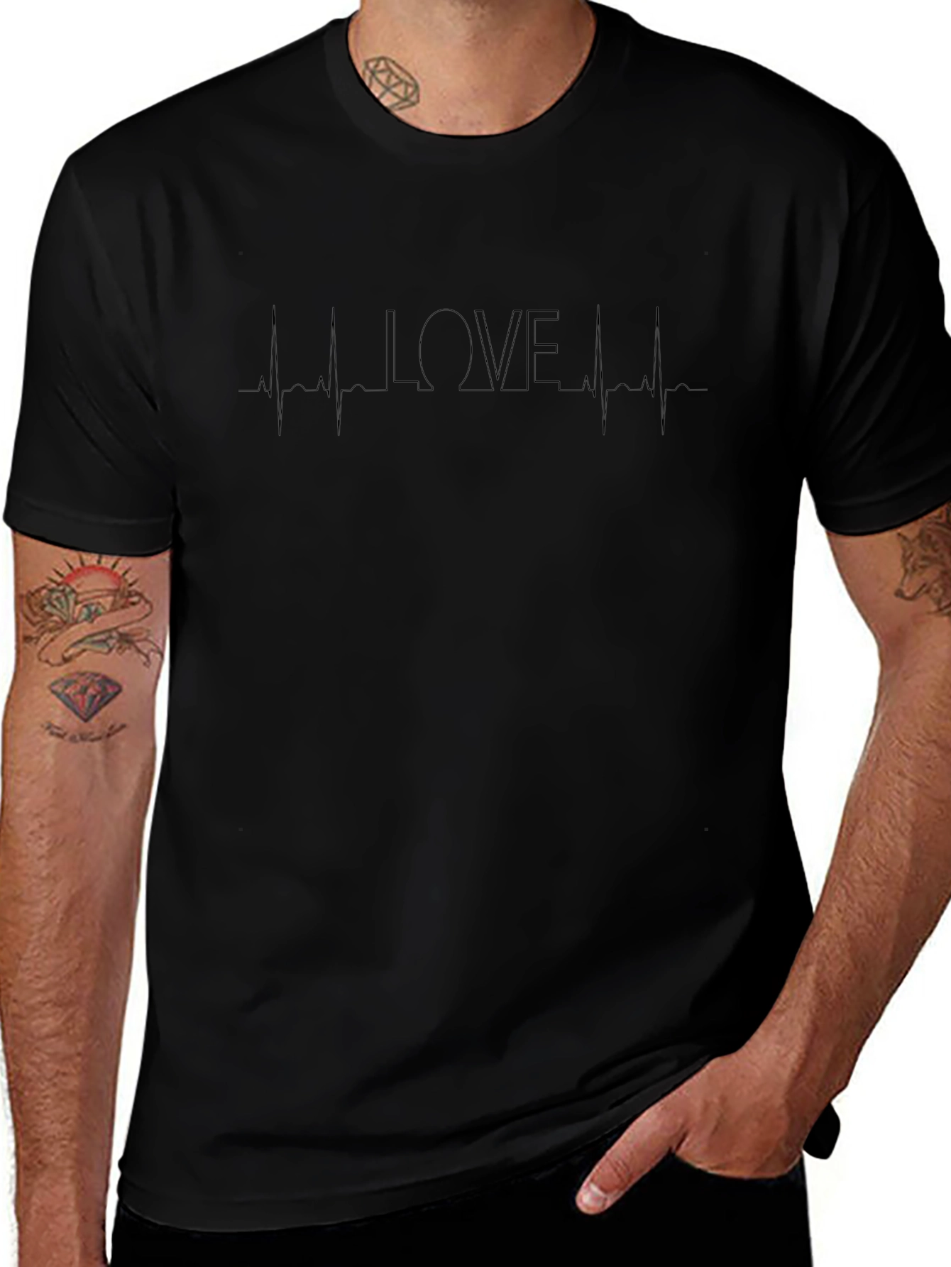 Love Heartbeat Graphic Tee - Black