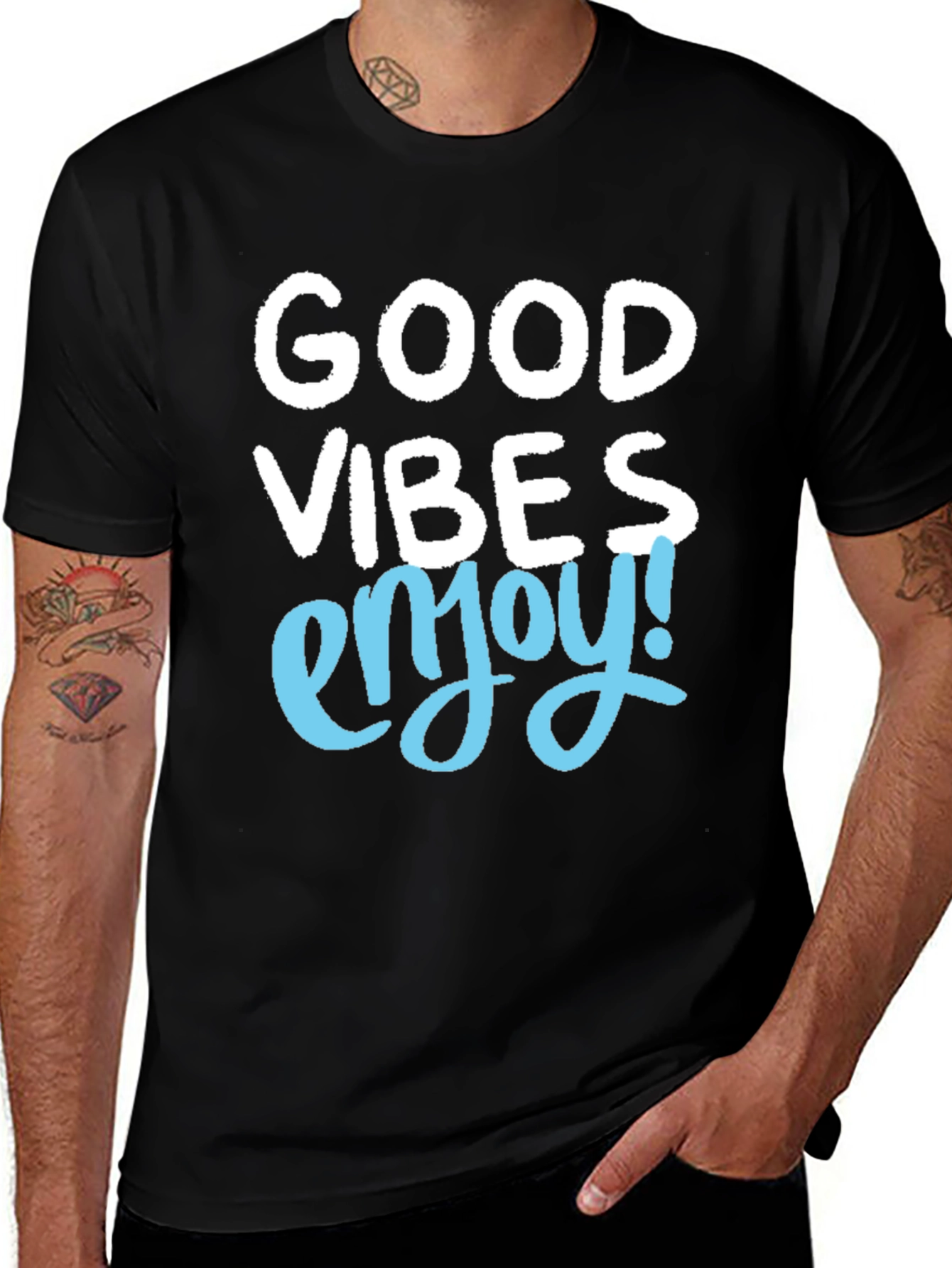 Good Vibes Enjoy! Mens Graphic Tee - Black